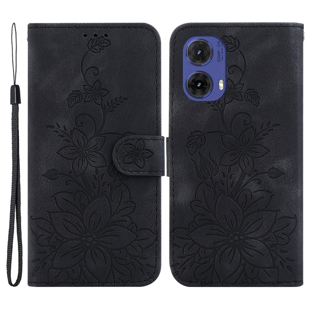 For Motorola Moto G85 5G/S50 Neo 5G Phone Stand Case PU Leather Wallet Phone Cover with Imprinted Flower Pattern
