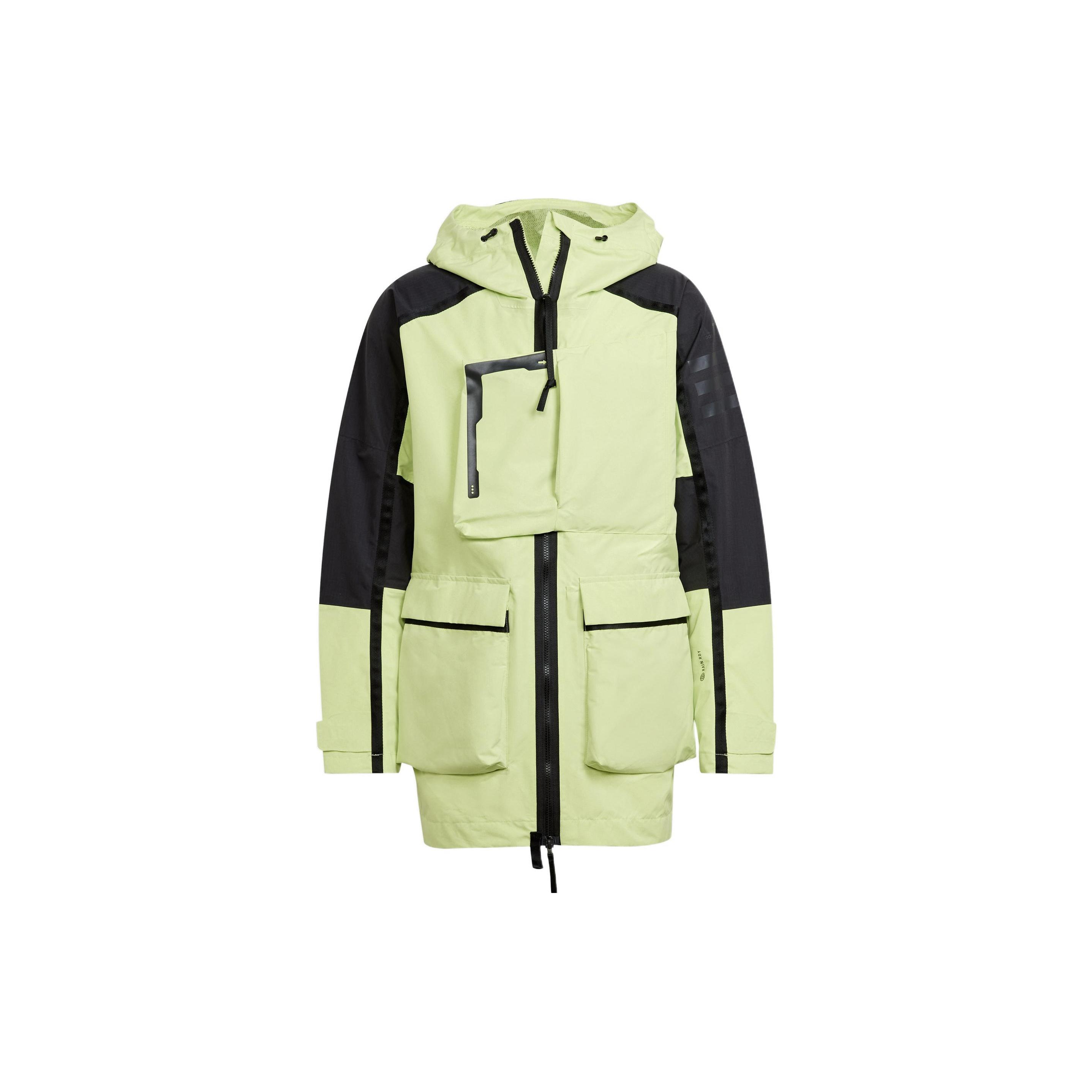 adidas Contrast Color Stitching Sports Hooded Jacket Green Men s H48578 L