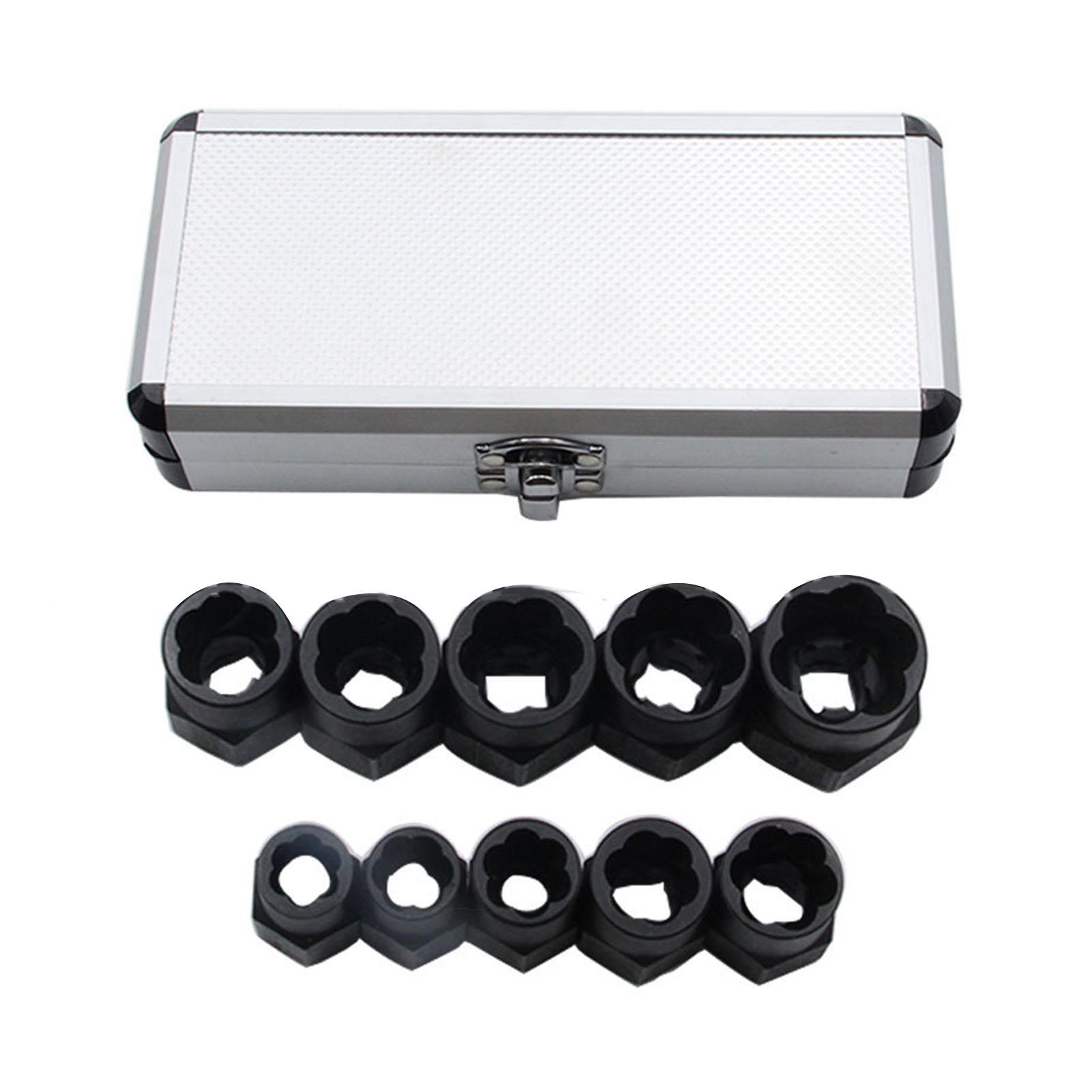 

10 Pcs Bolt Extractor Set Strong Grip Chrome Vanadium Steel High Strength Black Bolt Nut Extractor Removal Tool чорний