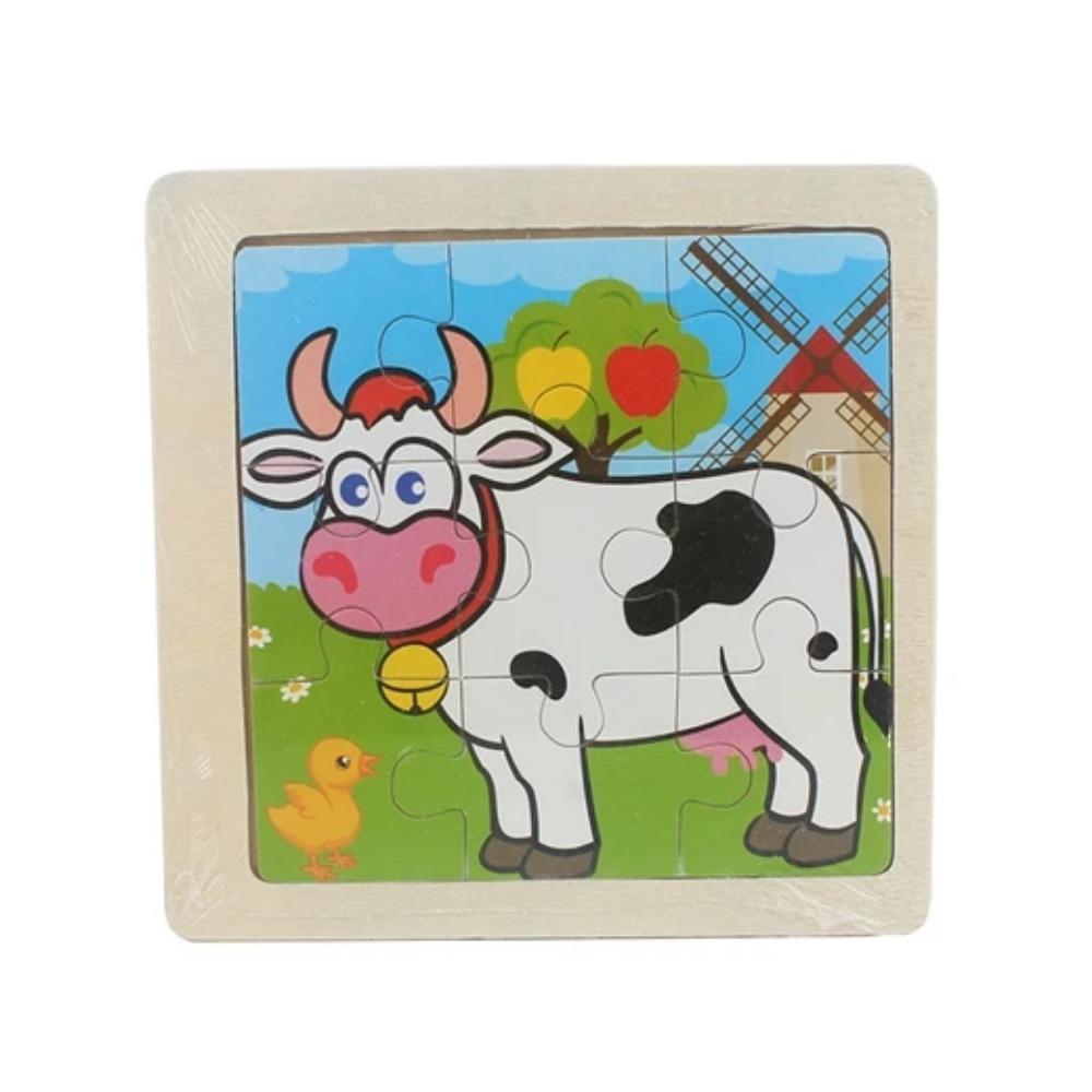 Kids Toy Wood Puzzle Small Size 11*11cm Wooden 3D Puzzle Jigsaw for Children Baby Cartoon Animal/Traffic Puzzles Educational Toy