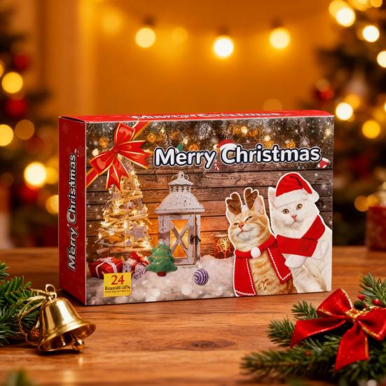 Christmas Cat Toy Advent Calendar 24 Days Interactive Indoor Kitten Pet Toy Xmas Countdown Calendar Box Cat Lovers Holiday Party Gift