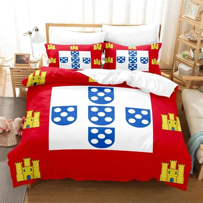 3D Print Portugal Flag Bedding SetDuvet Cover Comforter Bed Set Quilt Cover PillowcaseKing Queen Twin Size Boys Girls Adults