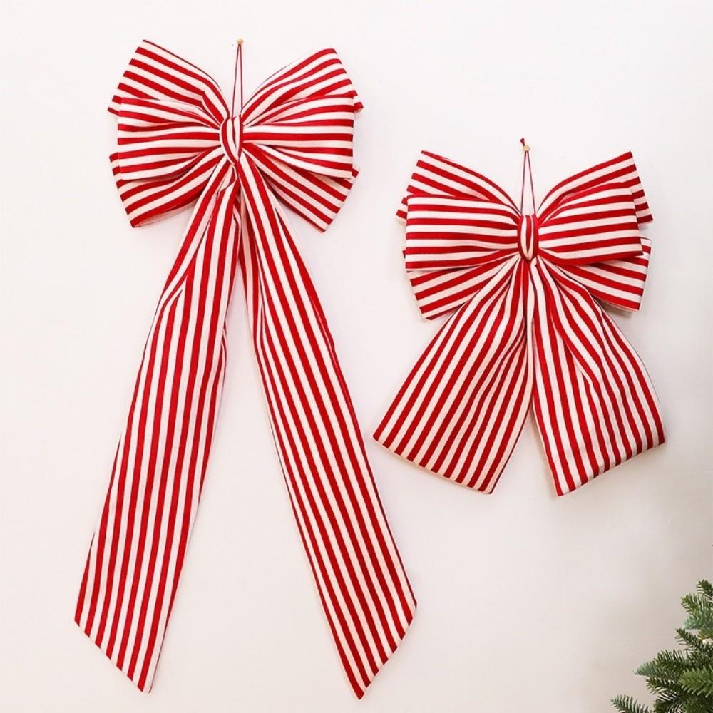 Stripe Christmas Tree Topper Bow DIY Christmas Wreaths Bow Tree Bow with Long Tails  Home Decor