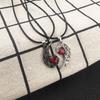 Red Rhinestone Feather Couple Necklace Valentine's Day Jewelry Gifts for Women Men Angle Devil Pendant Necklaces Accessories