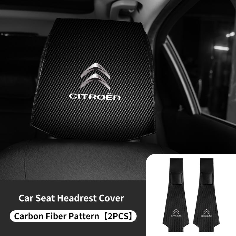 DBGO4 2PCS Leather Car Seat Headrest Protective Cover Accessories For Citroen C4 C3 C5 C2 Berlingo Celysee Cactus Picasso Saxo Grand
