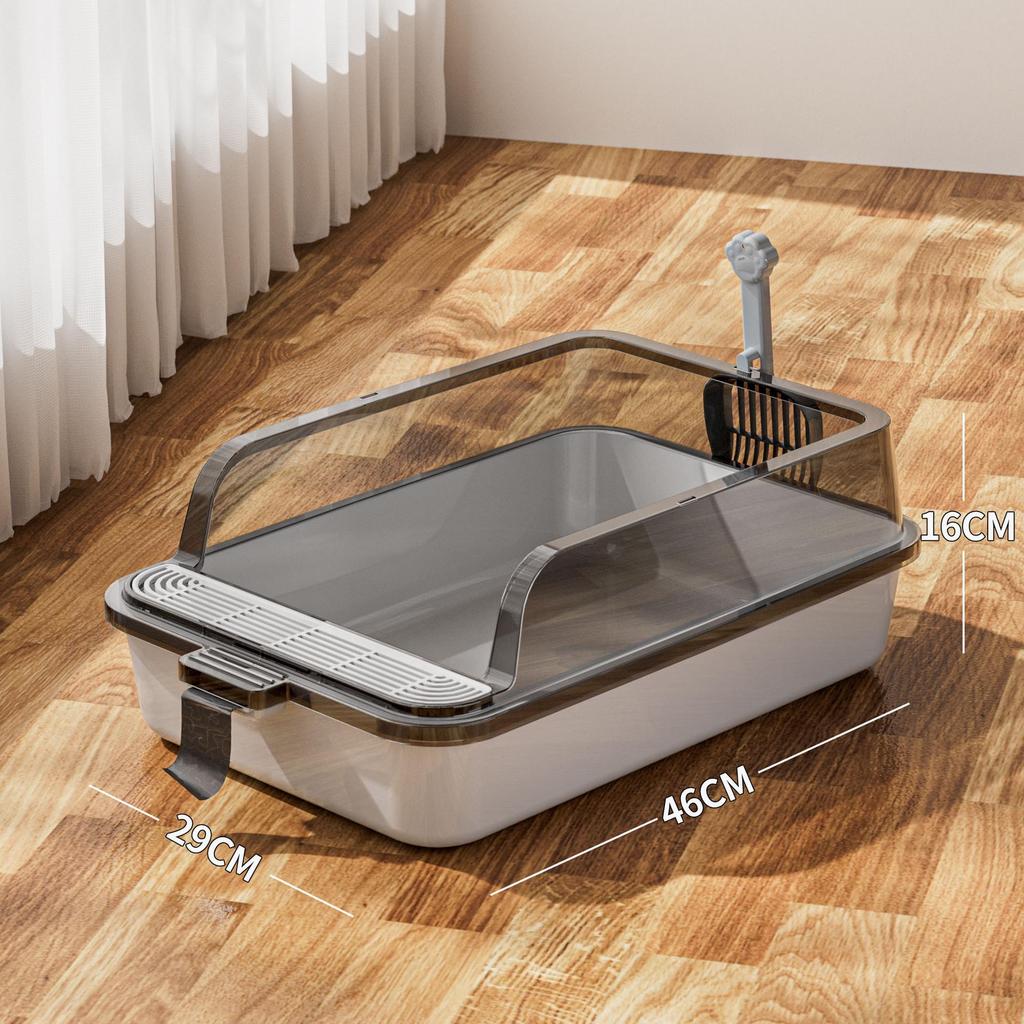 Extra Large Dust-Free Semi-Enclosed Cat Litter Box with Anti-Splash Design