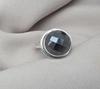 925 Sterling Silver Hematite Ring Faceted Round Gemstone Boho Minimalist Silver Jewelry