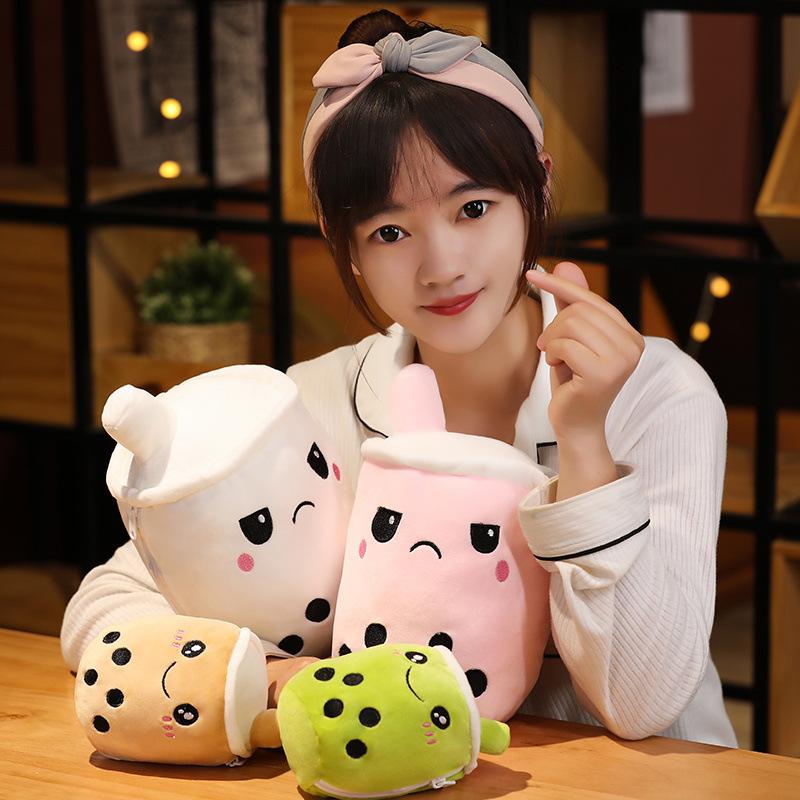 Reversible Secret Pouch Boba Plushie Bubble Tea Milk Plush Doll Soft Toy Stuffed