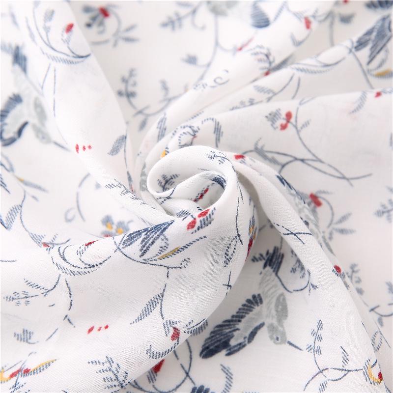 Cachecol de Linho de Algodão Macio com Flor de Vinha da Primavera e Borlas – Xale Leve Protetor Solar