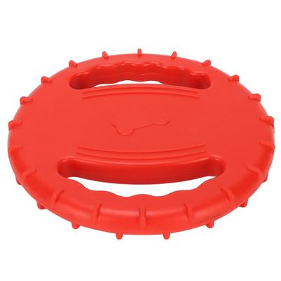 Dog Flying Disc Toy Flexible TPR Squeaky Stress Relief 2 Sides Hollow Design Pet Training Flying
