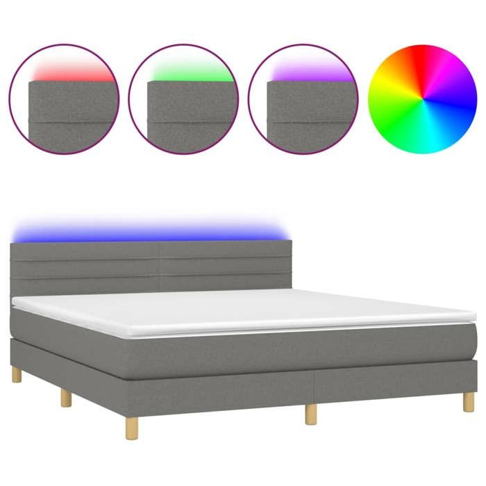 Maison Exclusive - Sommier à lattes de lit et matelas et LED Gris foncé 160x200 cm