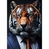 Businessman Animals Suit Style Art Canvas Painting Fashion Style Animals Mural Wall Art Posters Pictures for Living Room Decor