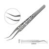 Stainless Steel Bent Tip Sandblasting/Bright Polish Repair Tweezers with Nine-Hole Hard Flat Tip