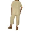 Women's 2-Piece Casual Color V Neck Short Sleeve Top And Wide Leg Pants Set