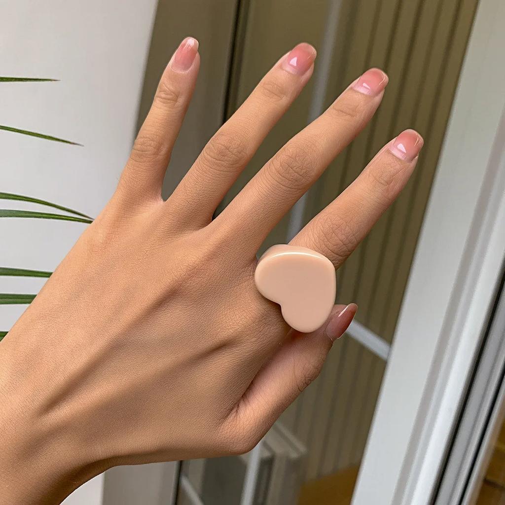 Acrylic Resin Rings Set for Women Girls Irregular Marble Pattern Colorful Transparent Ring Rings Jewelry Gifts