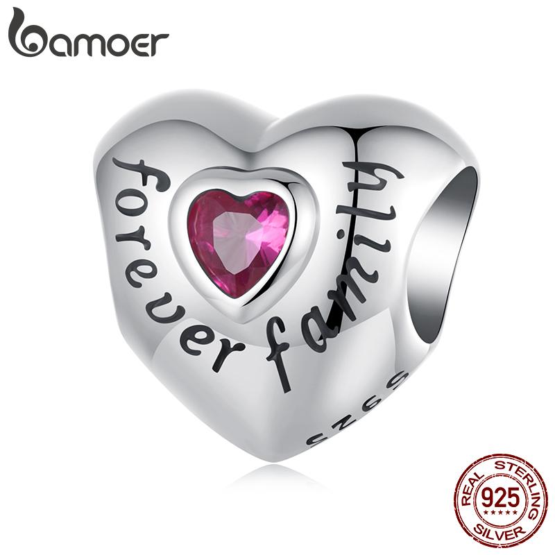 

BAMOER 925 пробы стерлингового серебра Forever Love Heart Charm Red Cherry Подвеска Открывающаяся бусина Love Fit Браслет Ожерелье DIY Подарок для семьи 1.0*1.1cm серебряный