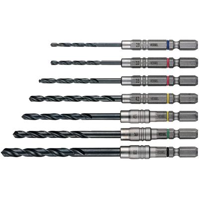 VESSEL AMD7S Drill Set for Metalworking 7-Piece (2.8/ 3/ 3.5/ 4.2/ 4.5/ 5/ 6mm)