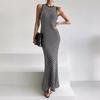 Patchwork Sleeveless Slim-Fit Knitted Dress