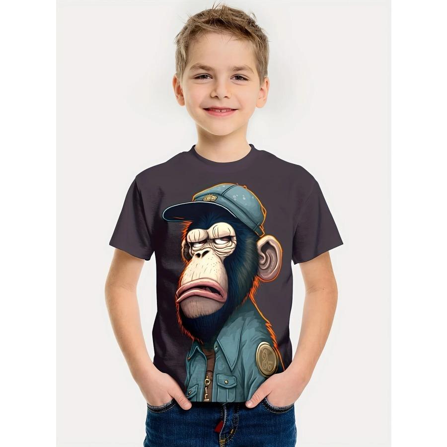 Interessantes 3D-Tier-Druck-T-Shirt für Jungen und Mädchen, kreatives T-Shirt, lässig, kurzärmelig, Tops, T-Shirt für Jungen und Mädchen, Sommerkleidung
