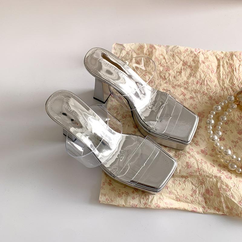 

Fashion temperament retro black one-word wedge sandals women s summer wear 2025 new super high heel heightening sandals 39 серебряный