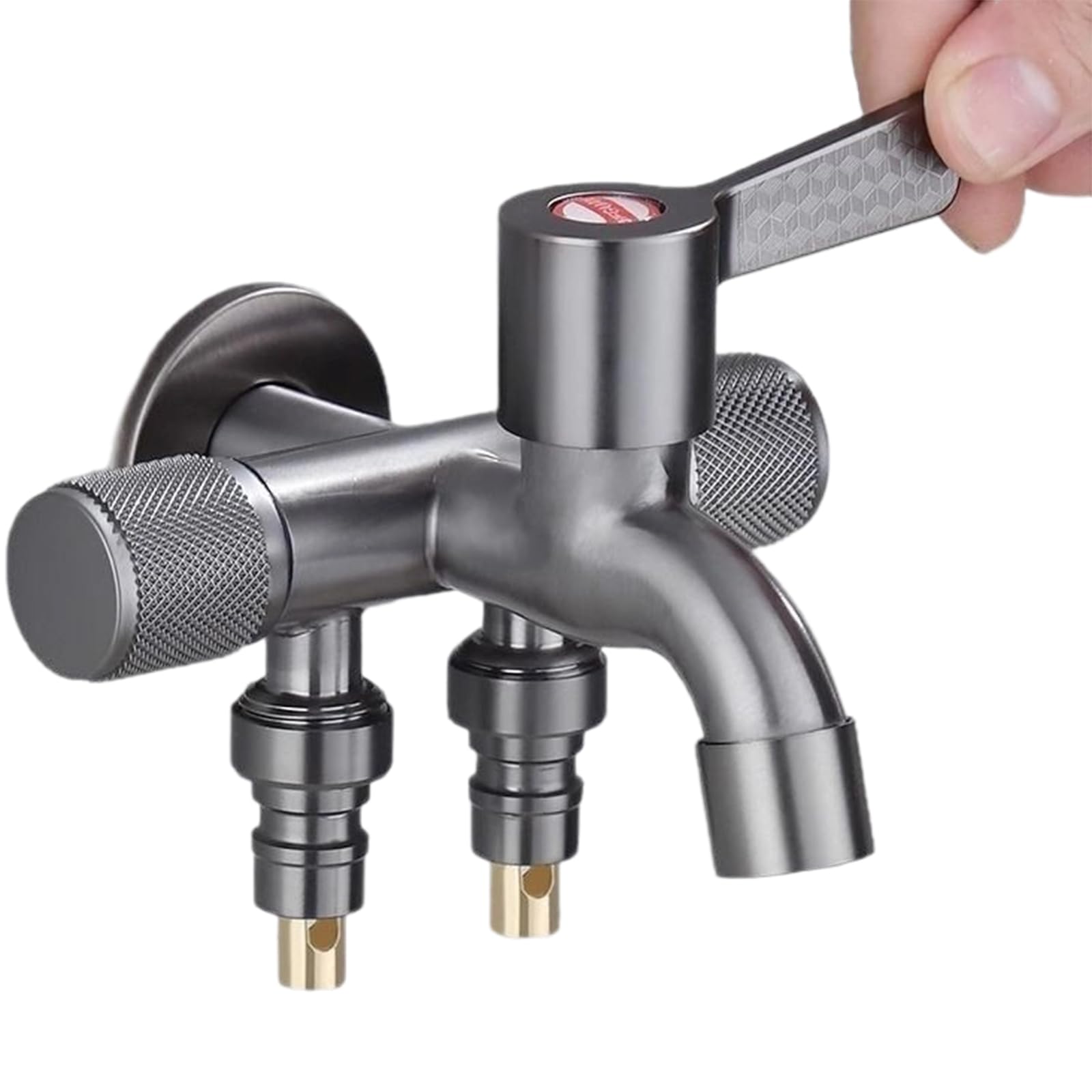 

Three-way faucet, three-way water splitter, for simultaneous connection of washing machine, watering hose, and gardening equipment | Stainless steel c