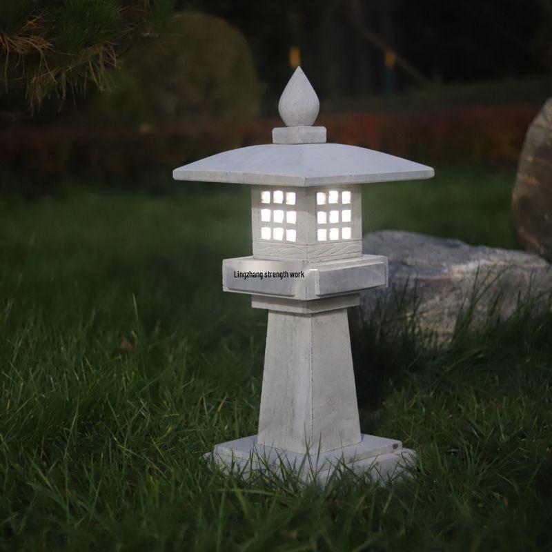 Antique Bluestone Courtyard Lantern: Outdoor Landscape Stone Lamp in New Chinese Style