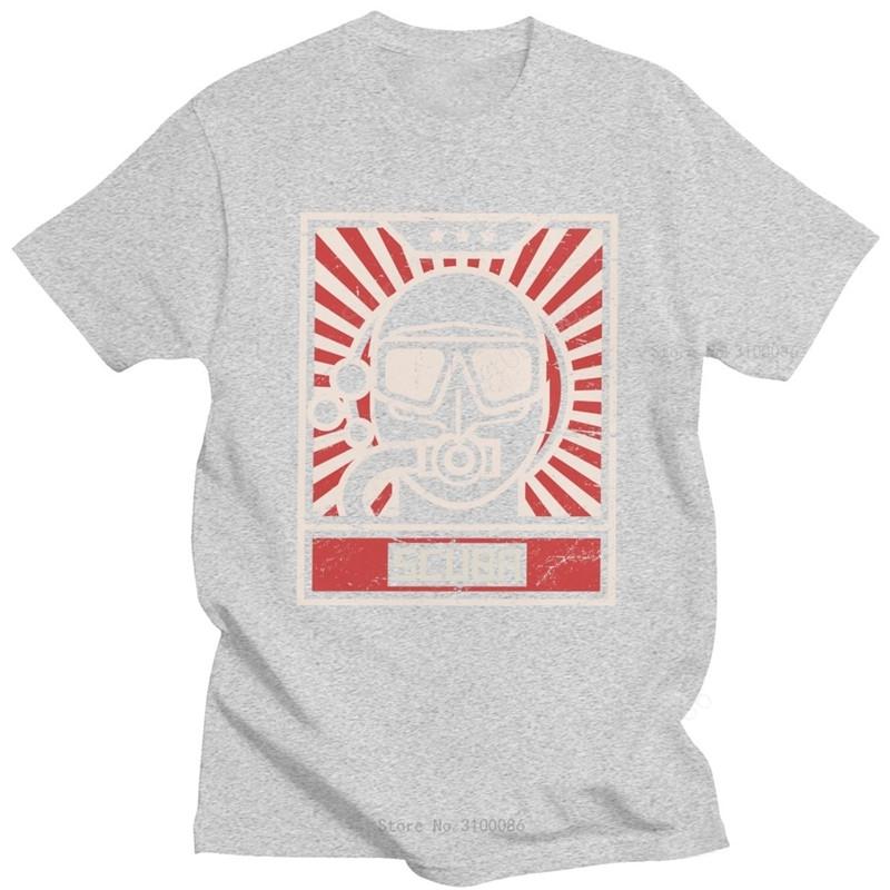 Unique Male Scuba Diver T Shirt Short Sleeve Crewneck Cotton Tshirt Summer Exploring the Ocean Diving Dive Lover Tees Apparel