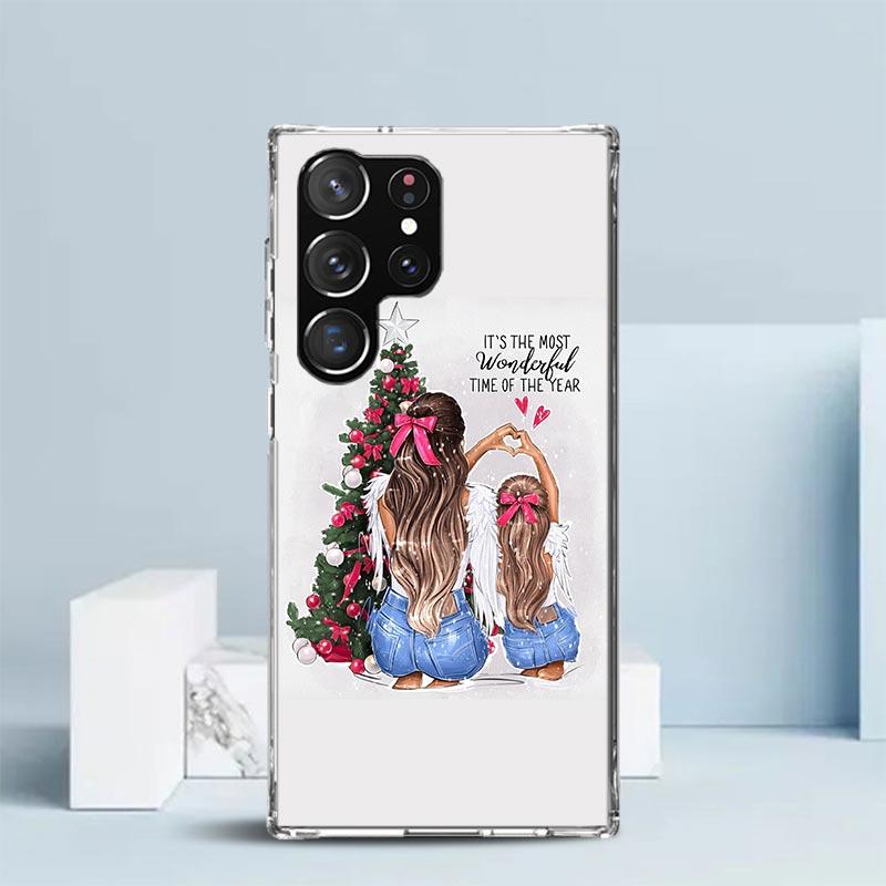 Weihnachts-Mädchen Baum Geschenk Handyhülle Für Samsung Galaxy S24 S25 Edge S26 Ultra S22 S23 Plus S21 + S20 FE Weiche TPU Rückseite Gal