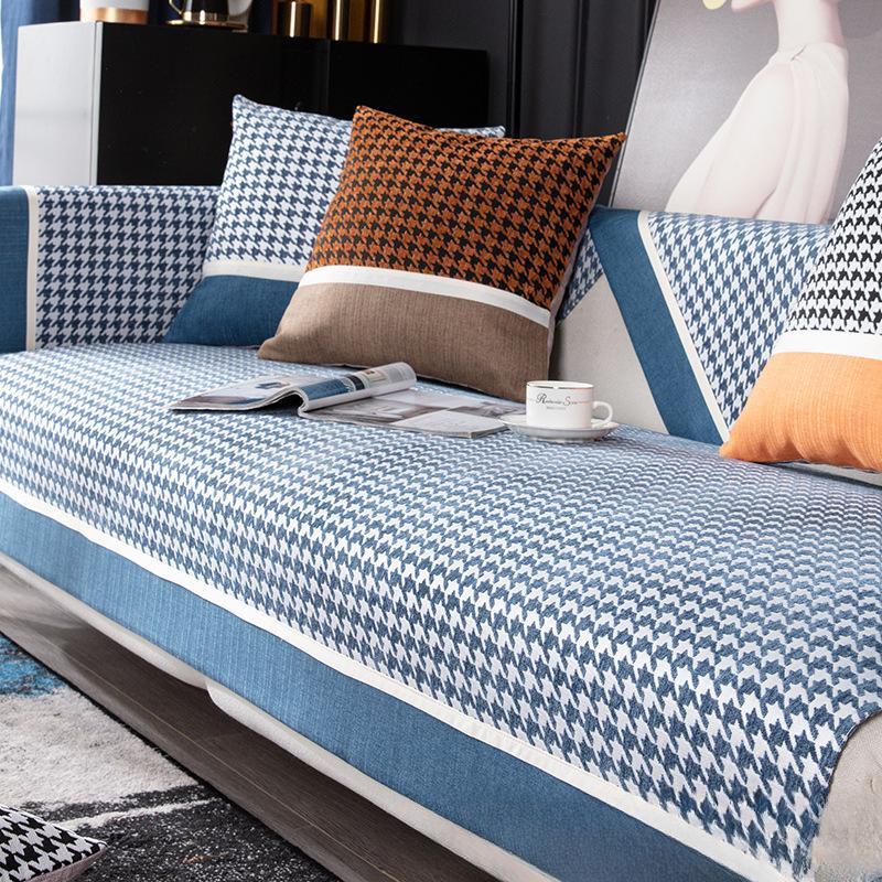Chenille Sofa Cushion Four Seasons Universal Non-Slip High-End Sofa Cover Nordic Mat Light Luxury Houndstooth Cover Towel