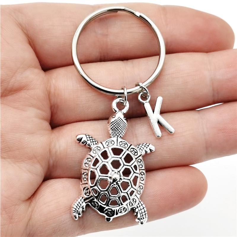 

26 букв инициала брелок черепаха кулон брелок милый черепаха брелок ювелирные изделия для любителей черепах подарки K