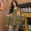 2023 American Baseball Embroidered Jacket: Women's Versatile Loose-Fit Spring/Autumn Outerwear