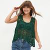 DIMANAF 2025 T-Shirt Women Knitting Lace Vest O-Neck Hollow Summer Style Basic Tops Tees Loose Clothing