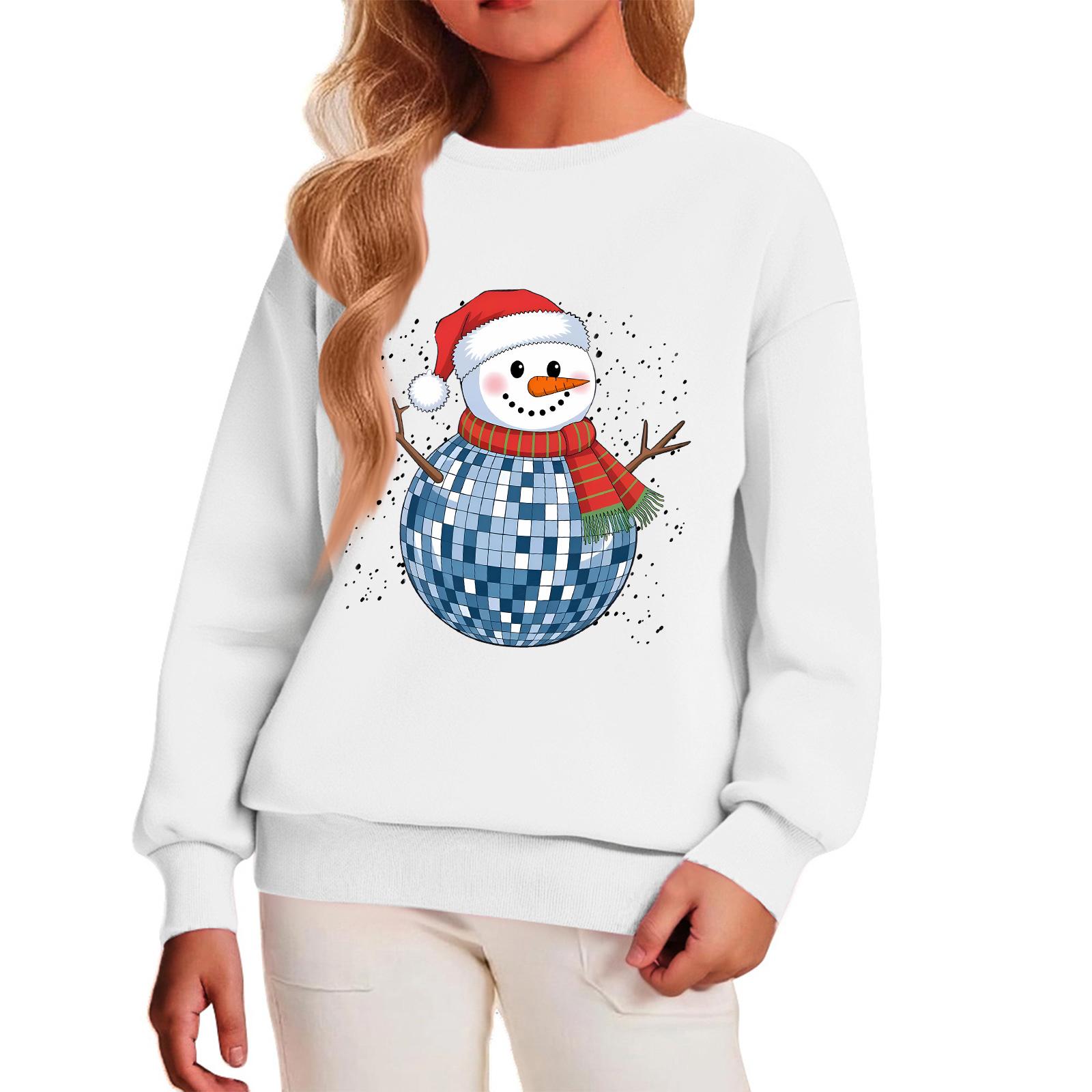 

Детский повседневный пуловер с круглым вырезом и принтом, с длинными рукавами и капюшоном 140 белый