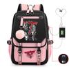 Trend Printing Student Casual Schoolbag Contrasting Color Neutral USB Backpack