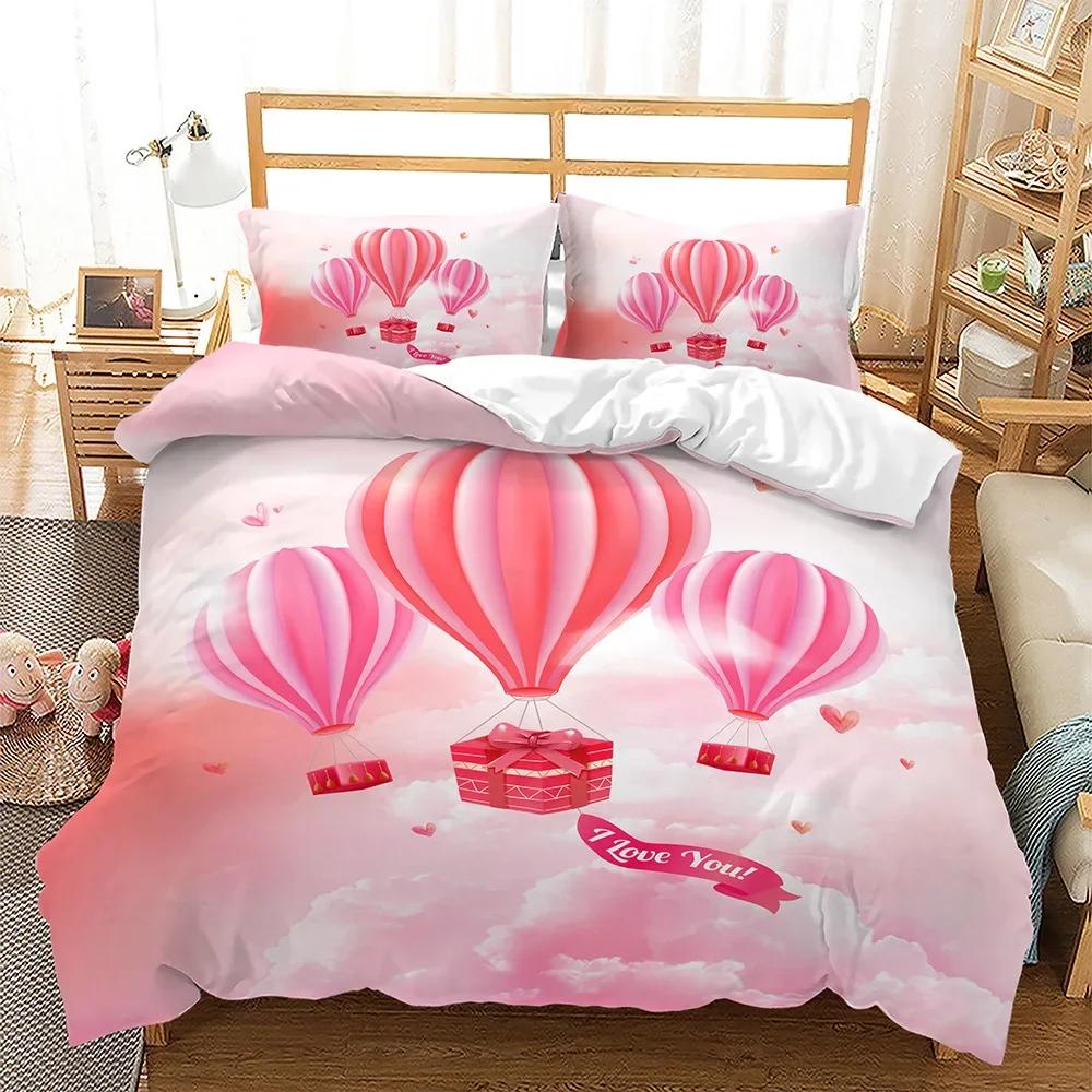Couple Soft Duvet Cover Romantic Love Patern of Lovers Pink Beding Set Winter Single/double Soft Duvet Cover Bedrom Set Fre Shiping