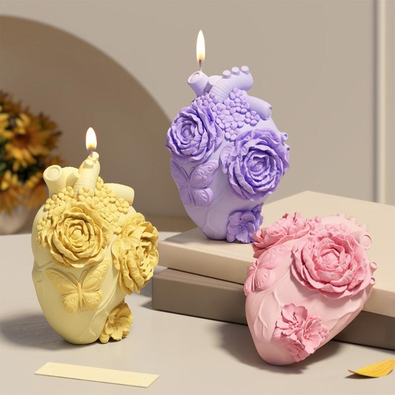 Silicone Molds Flower Heart Candle Molds Epoxy Resin Molds Soap Molds Castings Molds 3D Flower Plasters Molds