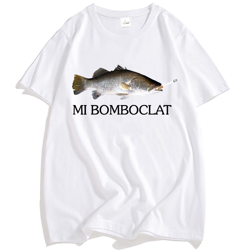 

Funny Bomboclat Fish Meme T-shirt High Street Fashion Short Sleeve Tshirts Women Men Harajuku Vintage T Shirts Cotton Loose Tees XXL белый