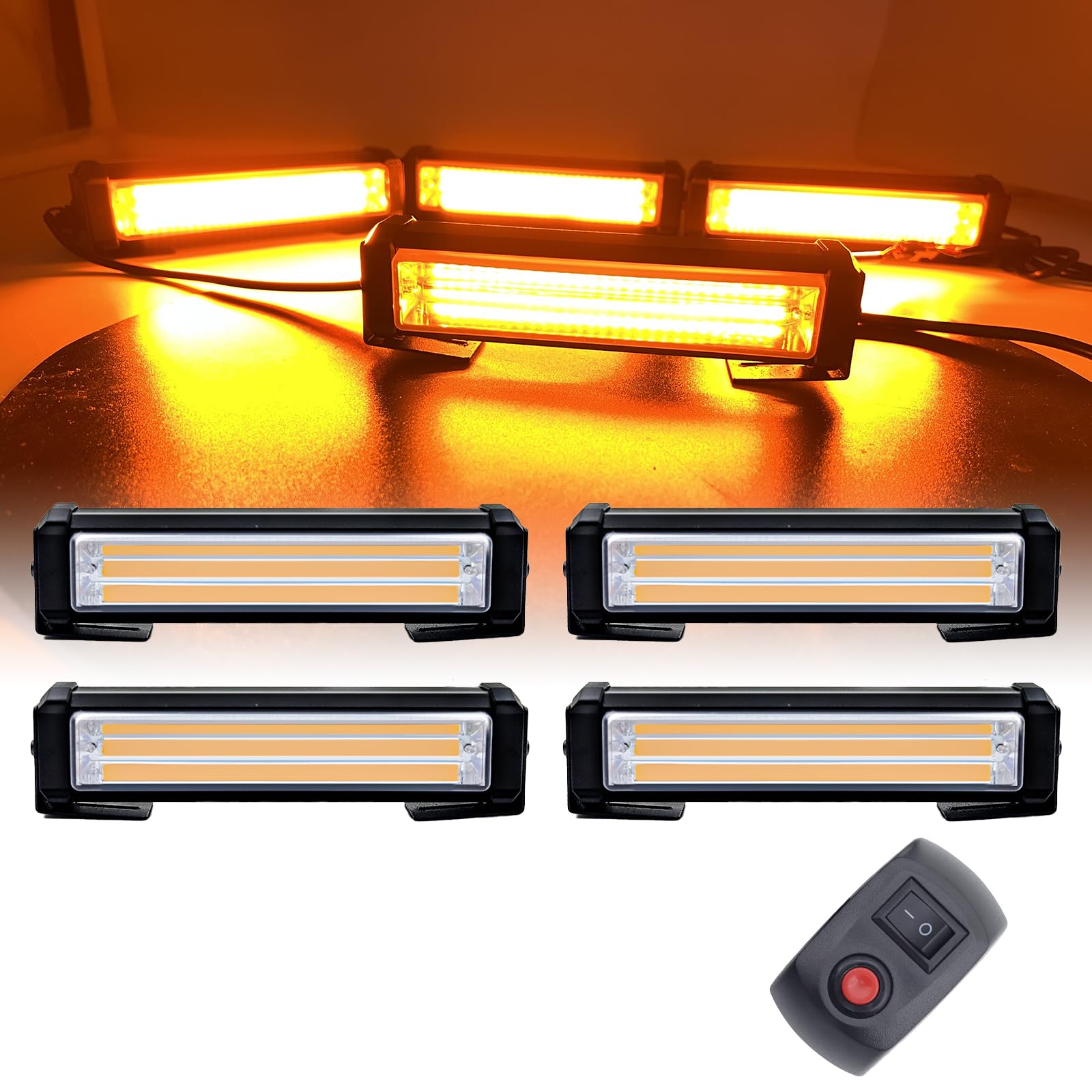 

Янтарный светодиодный стробоскопический переключаемый сигнал предупреждения для решетки радиатора об опасности столкновения, аварийный сигнал с супер для грузовиков и 4 мигающими лампами X-STYLE 4-в-1, 12 В,