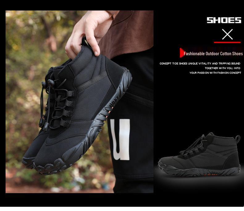 Men's Waterproof Velvet-Lined High-Top Snow Boots: Shock-Absorbing, Warm Cotton Shoes for Winter Sports.