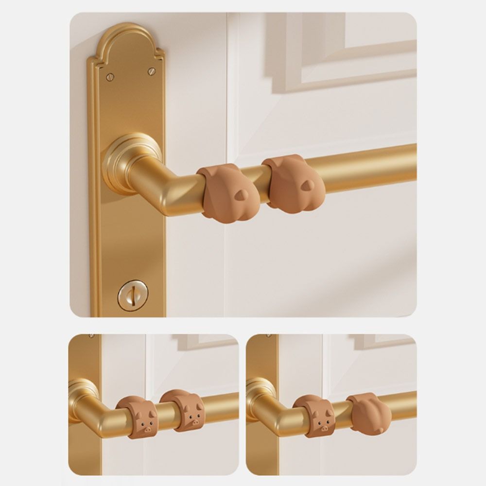 3Pcs Portable Silicone Door Stopper Cartoon Anti-Shock Doorknob Bumper Pad Silent Punch-free Wall Protector for Bedroom