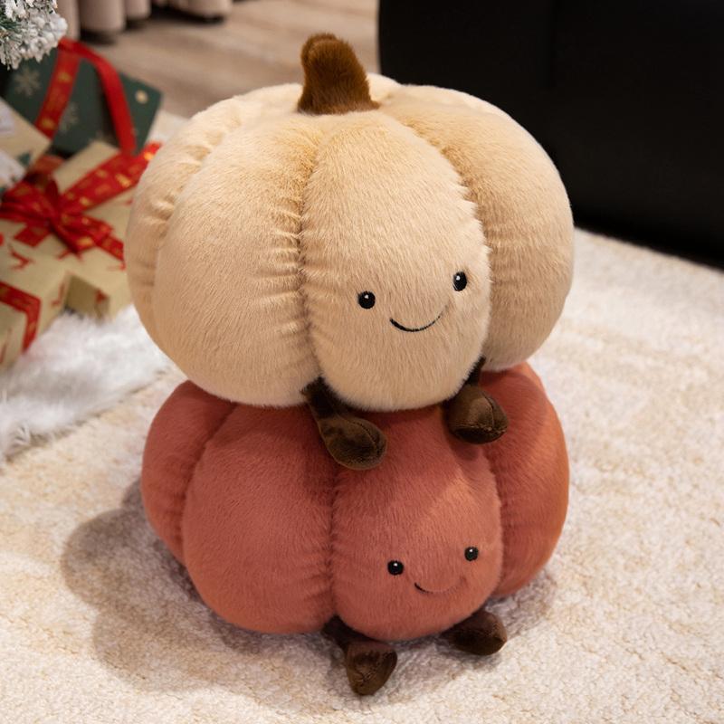 New Fluffy Plush Pumpkin Pillow Premium Soft Halloween Decor & Bedroom Cushion Gift Cute Colorful Pumpkin Plushies