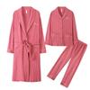 Paar Nachthemd Damen Frühling und Herbst Baumwolle Langärmeliger Bademantel Pyjama Herren Herbst Lang Yukata Loungewear Dreiteiliges Set