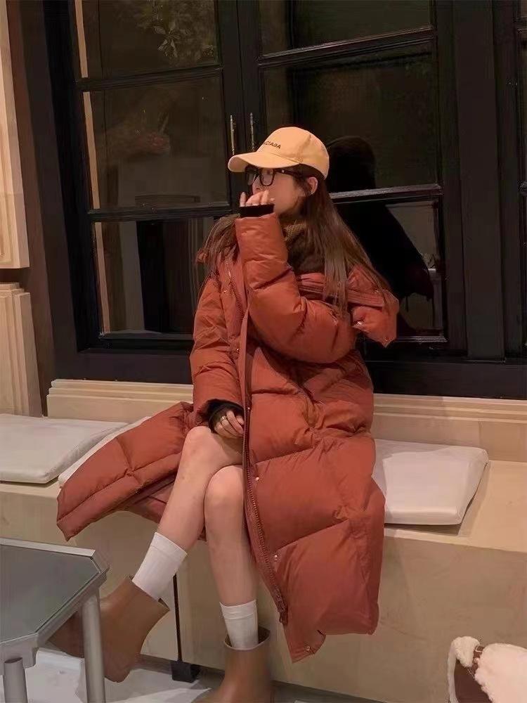 Hochwertige knielange Daunenjacke für Damen, verdickte weiße Entendaunen, Pinghu-Daunenjacke, Flut