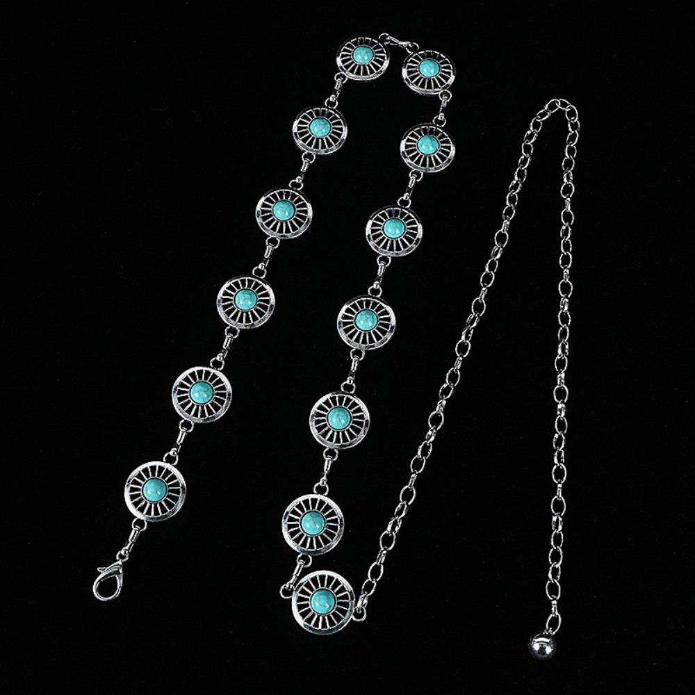Minority Design Western Country Waist Chain Metal Women's Body Jewelry Turquoise Waist Chain  Girls