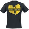 Wu-Tang Clan Band Logo T-Shirt Herren Hip-Hop Grafik-Tee mit Distressed Gelbem Symboldruck Lässiges Streetwear-Top