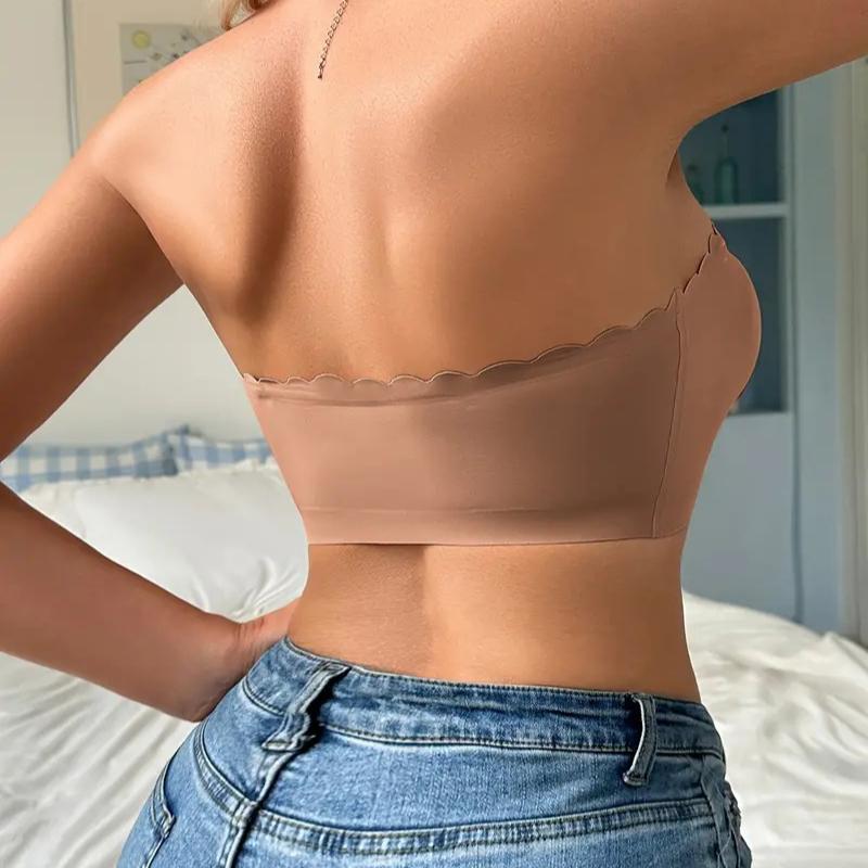 Women's Front Buckle Bra Sexy Strapless Underwear Seamless Invisible Waves Grain Bras Wireless Comfort One-piece Smooth Bralette