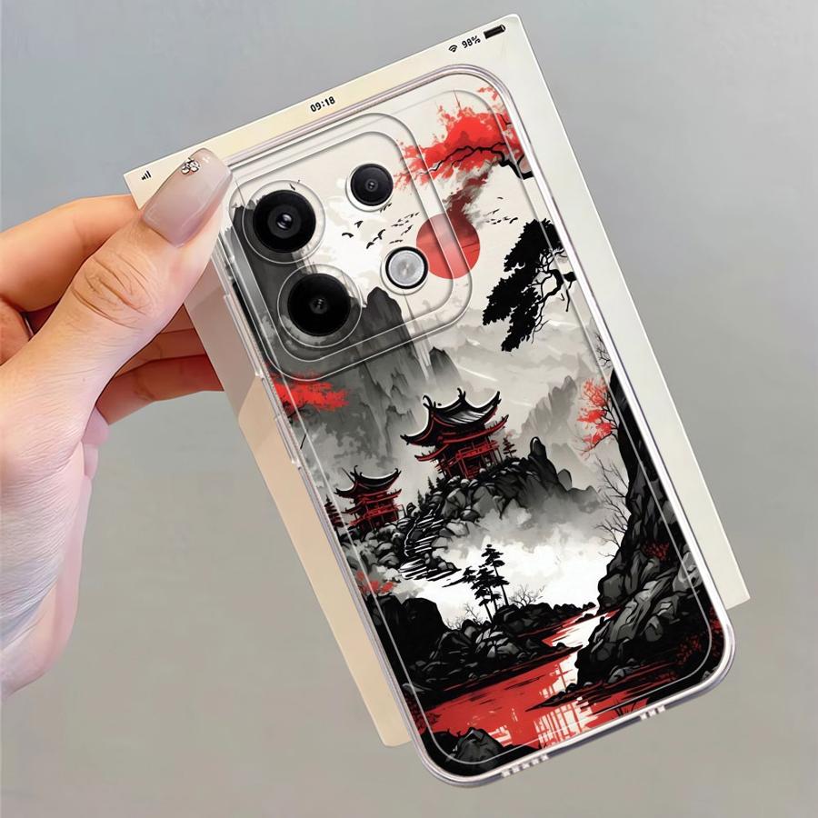 Soft Phone Cover Case for Xiaomi Redmi Note 14 Pro Plus Note 13 9 10 10S 14C 12S 11 13C 12 11S A4 Wash Painting Landscape