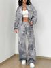 Color Tie-Dye Autumn And Winter New European And American Women'S Clothing Striped Printing Suit Women