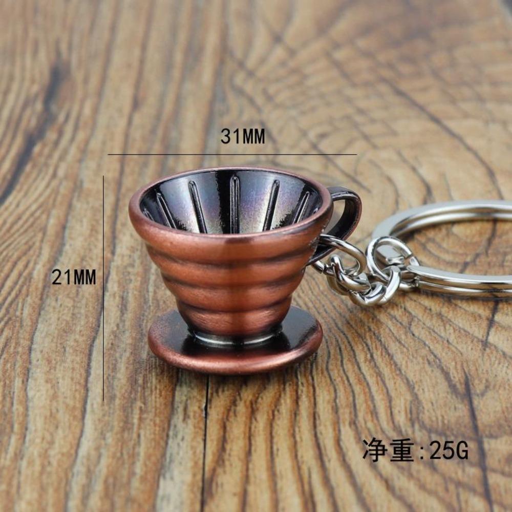 3D Mini Legierung Metall Kaffeeausrüstung Schlüsselanhänger Moka Kanne Kaffeetasse Eimer Schlüsselanhänger Café Geschenk für Kaffeeliebhaber Schlüsselanhänger Anhänger