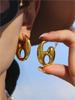 Stainless Steel Chunky Earrings For Women 18k Gold Plated Waterproof Non Tarnish Women's Coffee Bean Shaped Dangle Hoop Earring